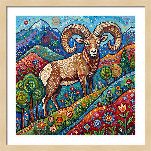 Bighorn Sheep In Vibrant Landscape