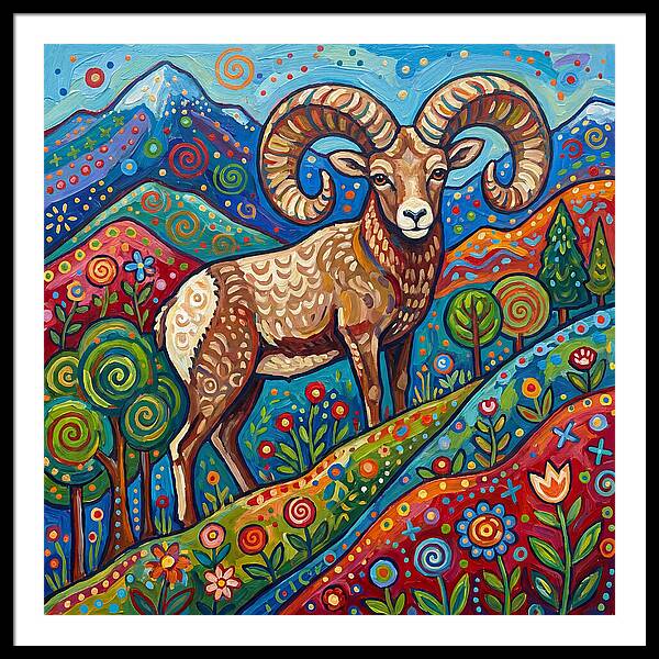 Bighorn Sheep In Vibrant Landscape