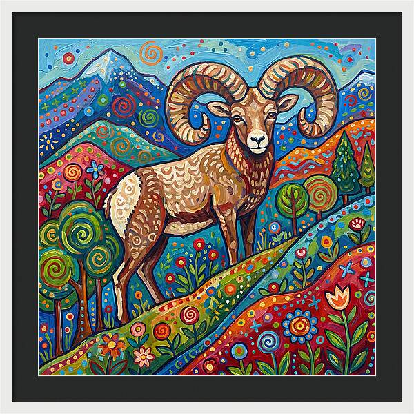 Bighorn Sheep In Vibrant Landscape