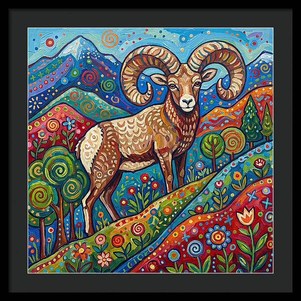 Bighorn Sheep In Vibrant Landscape