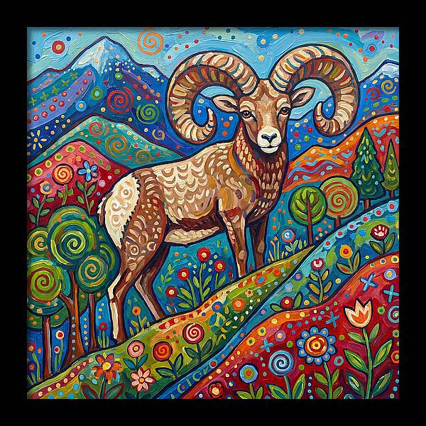 Bighorn Sheep In Vibrant Landscape