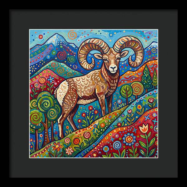 Bighorn Sheep In Vibrant Landscape