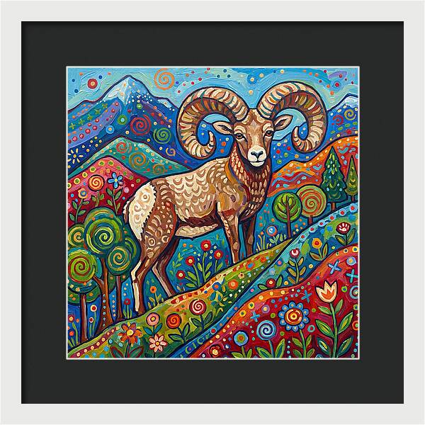 Bighorn Sheep In Vibrant Landscape