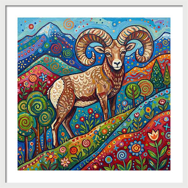 Bighorn Sheep In Vibrant Landscape