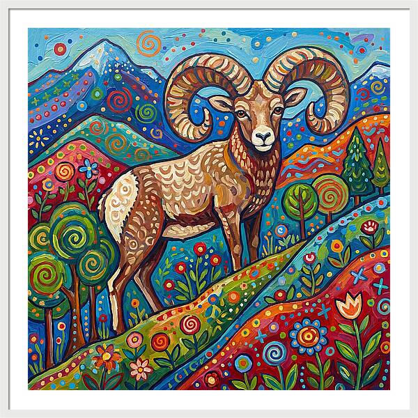 Bighorn Sheep In Vibrant Landscape