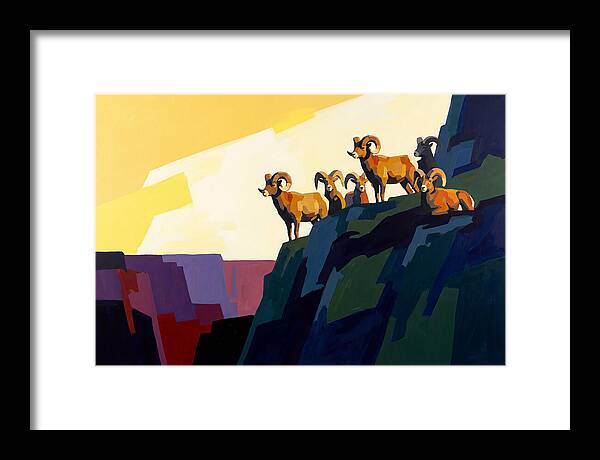 Bighorn Sheep On Mountain Cliff