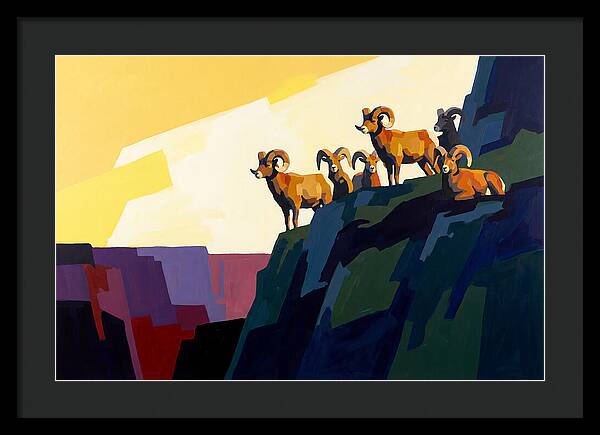 Bighorn Sheep On Mountain Cliff