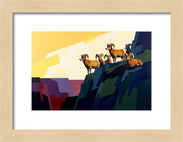 Bighorn Sheep On Mountain Cliff