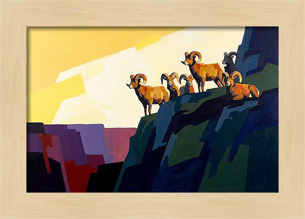 Bighorn Sheep On Mountain Cliff