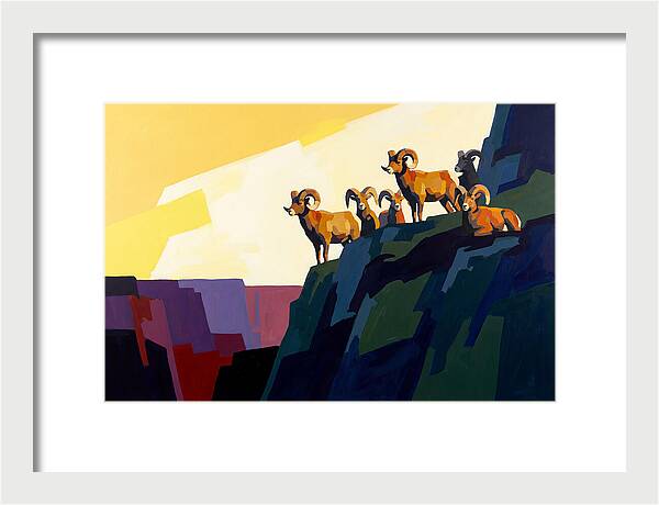 Bighorn Sheep On Mountain Cliff