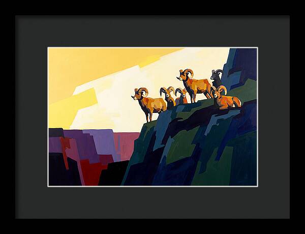 Bighorn Sheep On Mountain Cliff