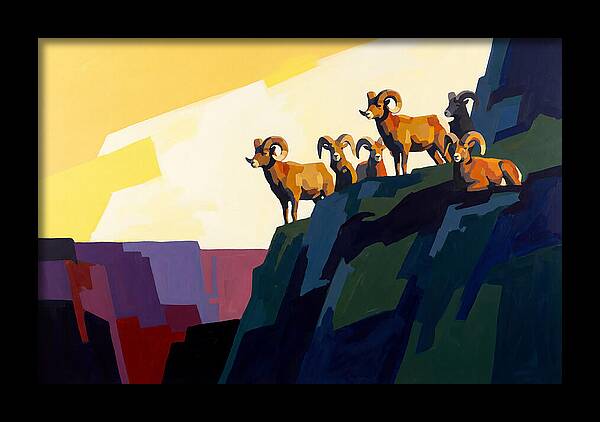 Bighorn Sheep On Mountain Cliff