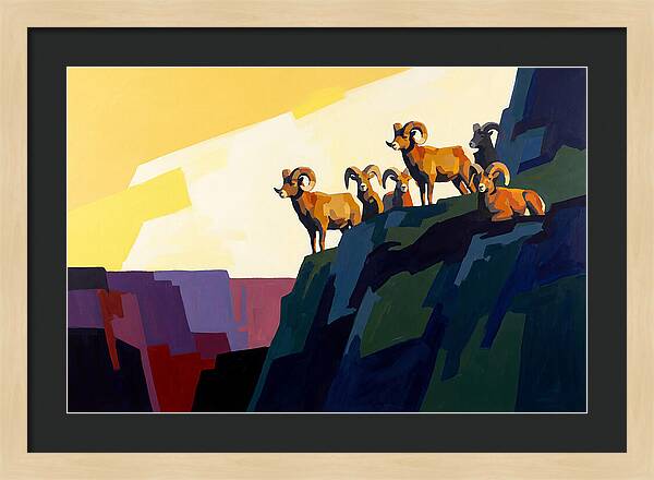 Bighorn Sheep On Mountain Cliff