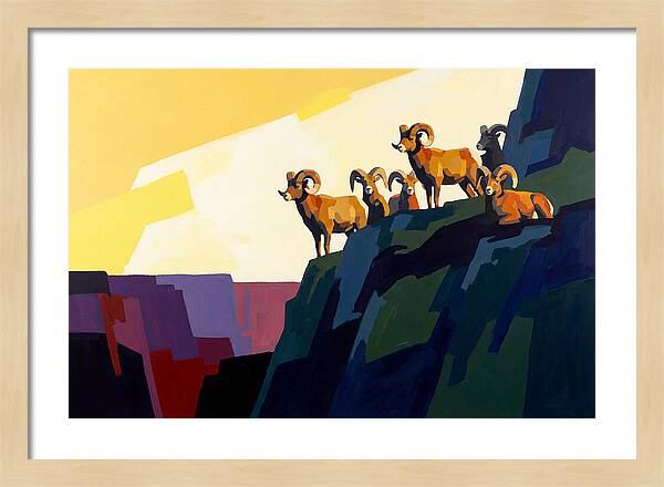 Bighorn Sheep On Mountain Cliff