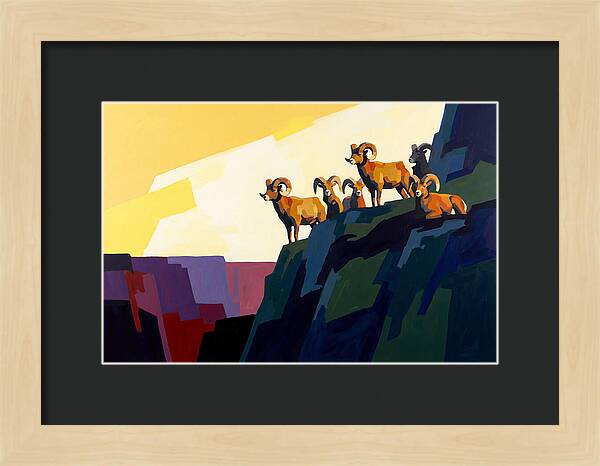 Bighorn Sheep On Mountain Cliff