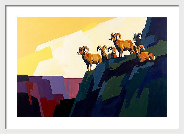 Bighorn Sheep On Mountain Cliff