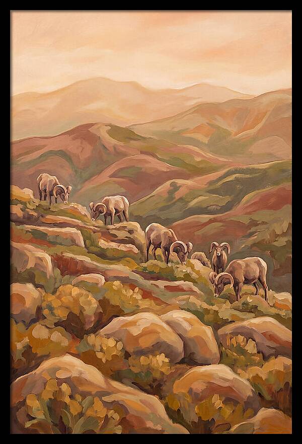 Bighorn Sheep On Mountain Slope