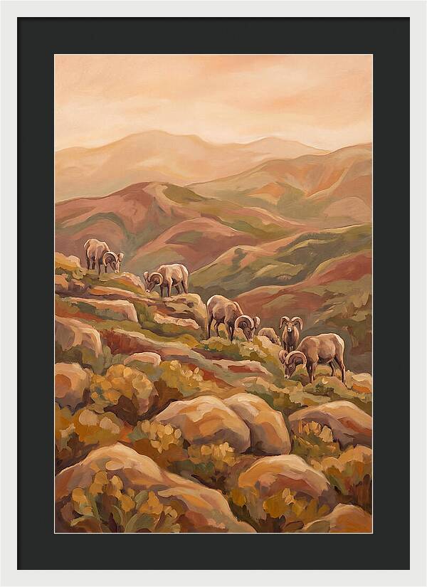 Bighorn Sheep On Mountain Slope