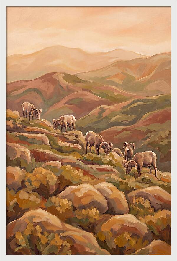 Bighorn Sheep On Mountain Slope