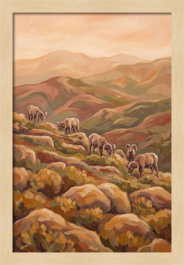 Bighorn Sheep On Mountain Slope