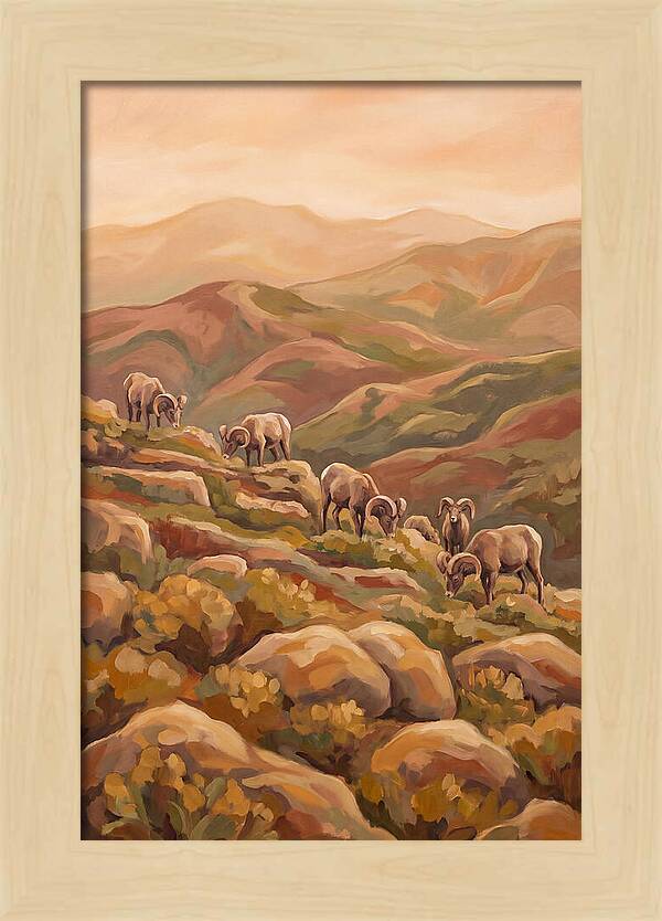 Bighorn Sheep On Mountain Slope