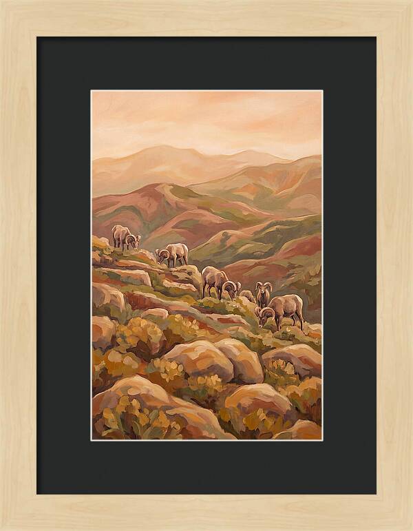 Bighorn Sheep On Mountain Slope