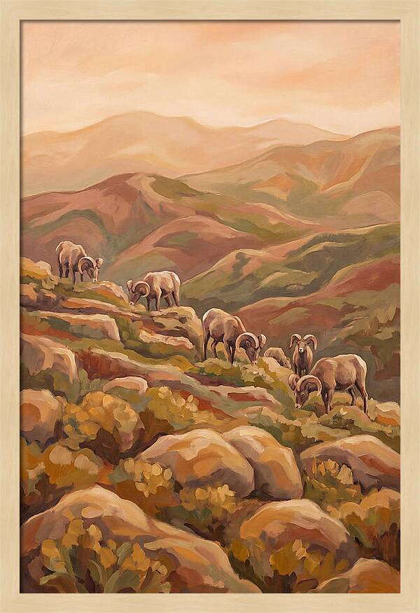 Bighorn Sheep On Mountain Slope