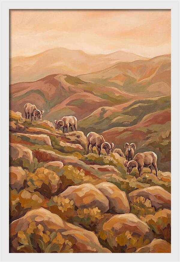 Bighorn Sheep On Mountain Slope