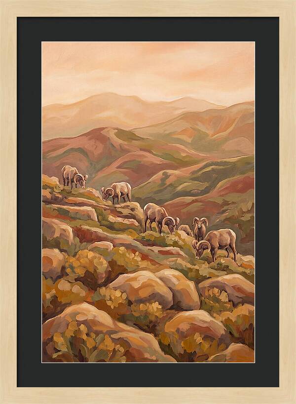 Bighorn Sheep On Mountain Slope