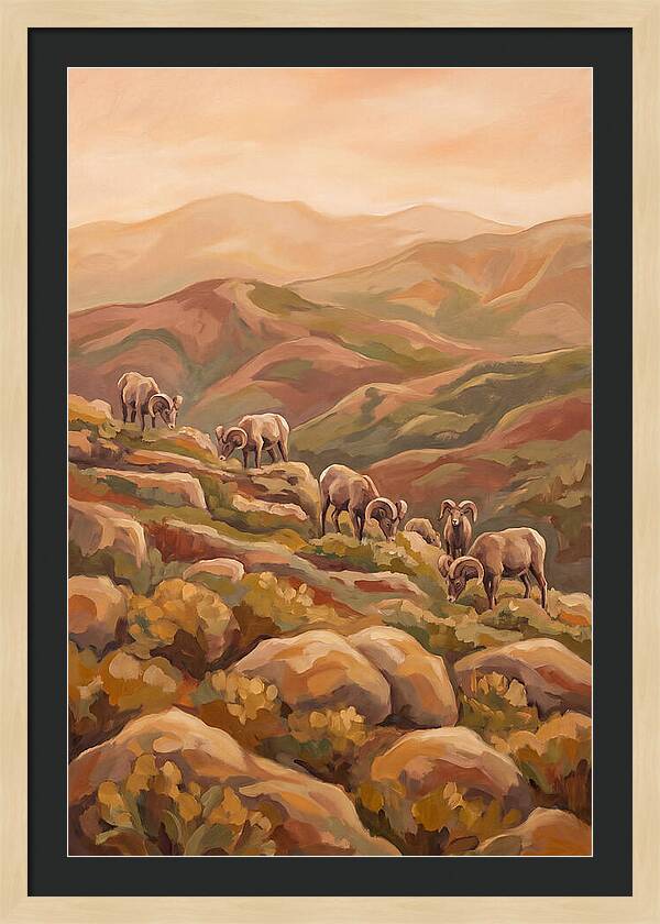 Bighorn Sheep On Mountain Slope