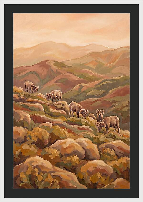 Bighorn Sheep On Mountain Slope