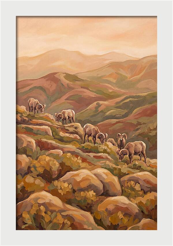 Bighorn Sheep On Mountain Slope