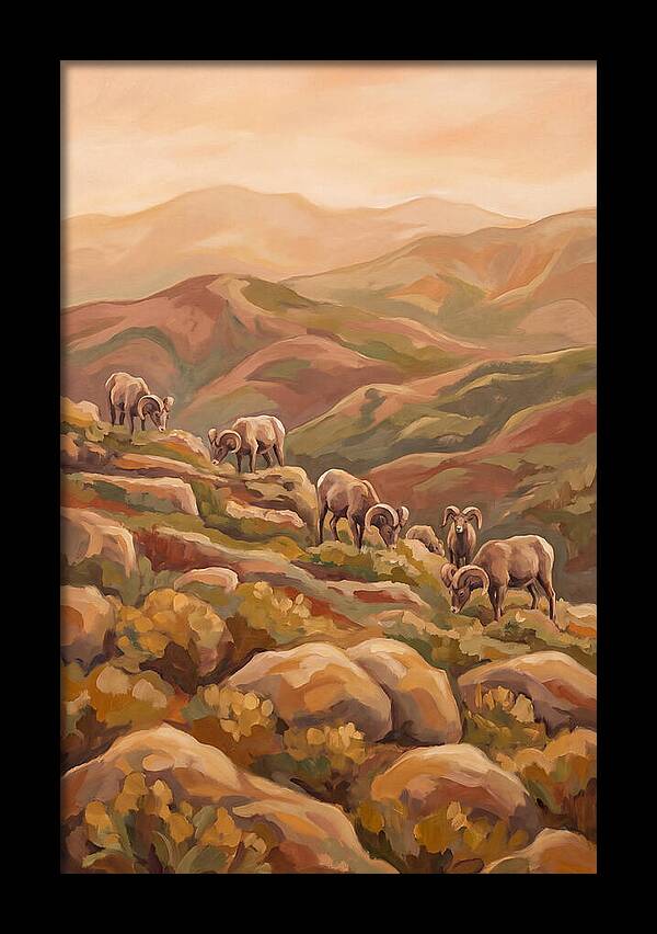 Bighorn Sheep On Mountain Slope
