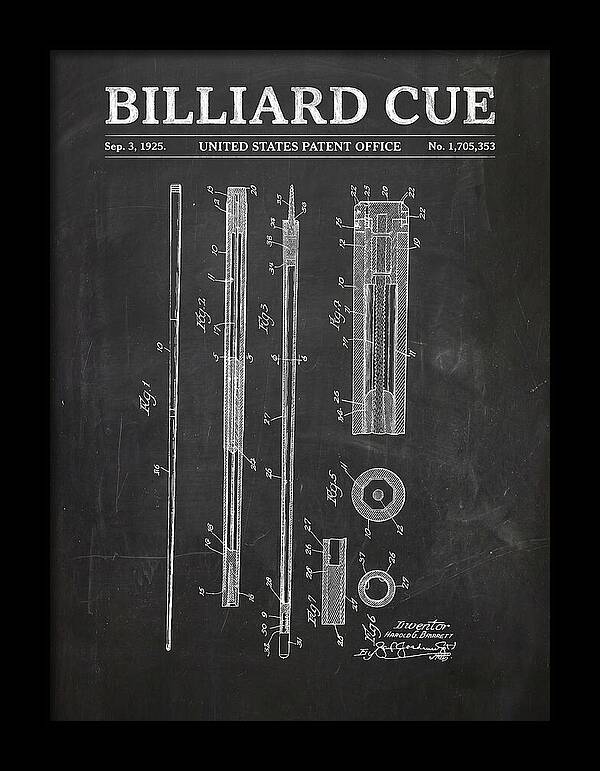 Billiard Cue Chalkboard Patent Us1705353a