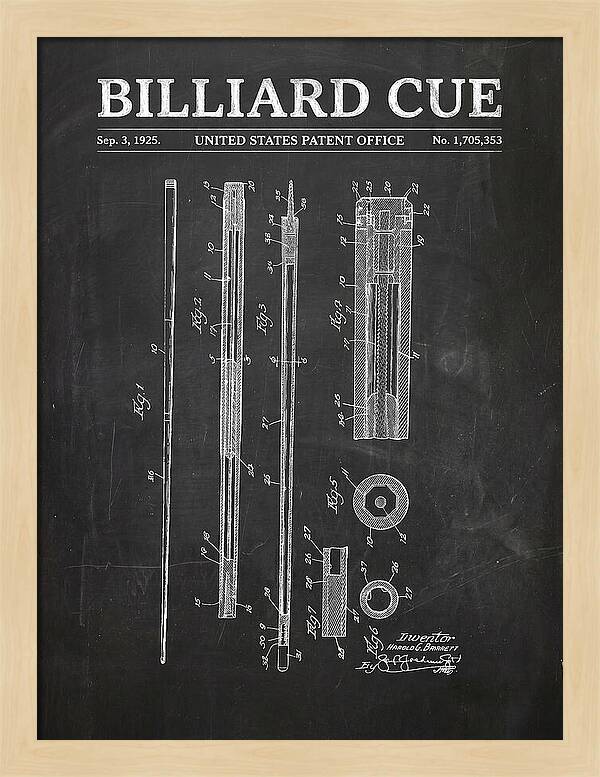 Billiard Cue Chalkboard Patent Us1705353a