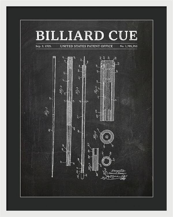 Billiard Cue Chalkboard Patent Us1705353a