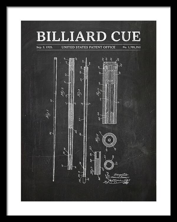 Billiard Cue Chalkboard Patent Us1705353a