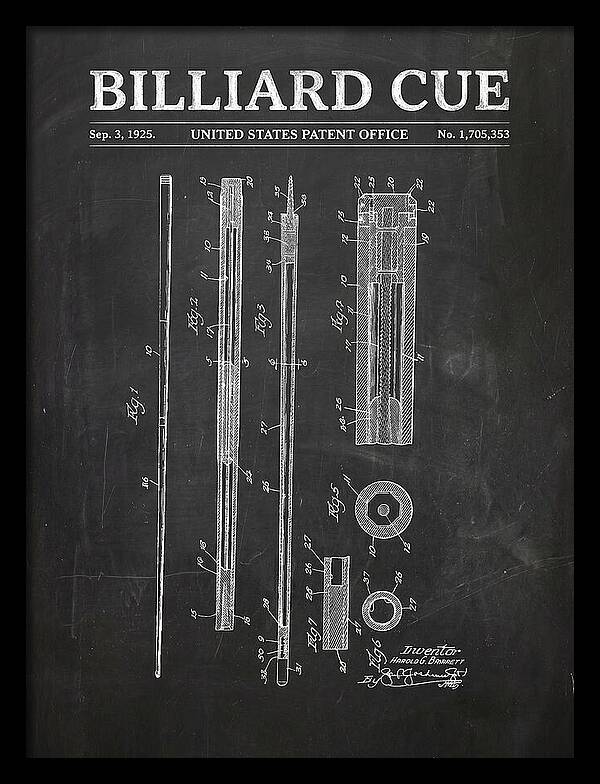 Billiard Cue Chalkboard Patent Us1705353a