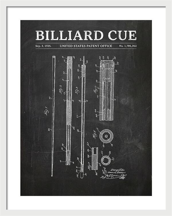 Billiard Cue Chalkboard Patent Us1705353a