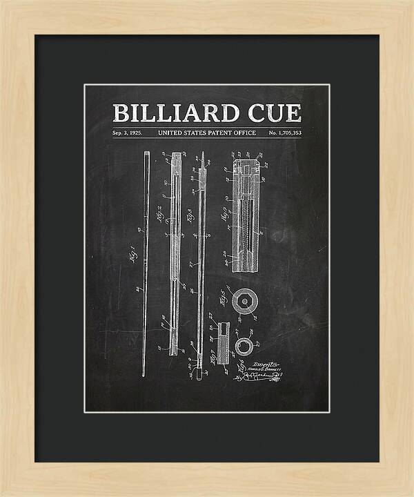Billiard Cue Chalkboard Patent Us1705353a