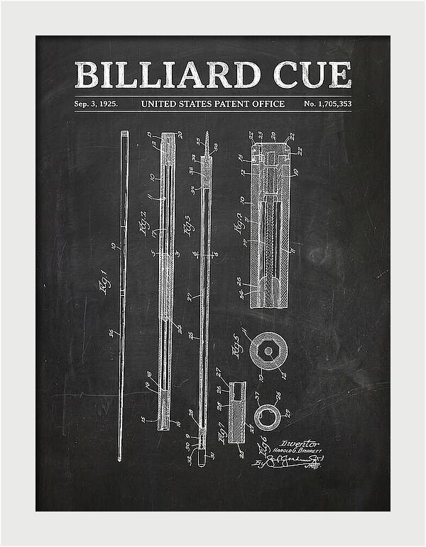 Billiard Cue Chalkboard Patent Us1705353a