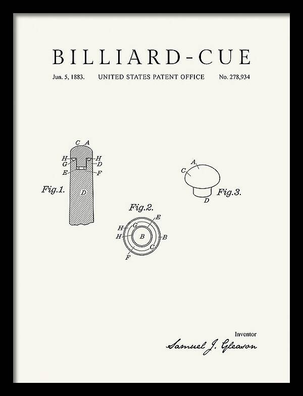Billiard Cue Minimalist Patent Us278934a