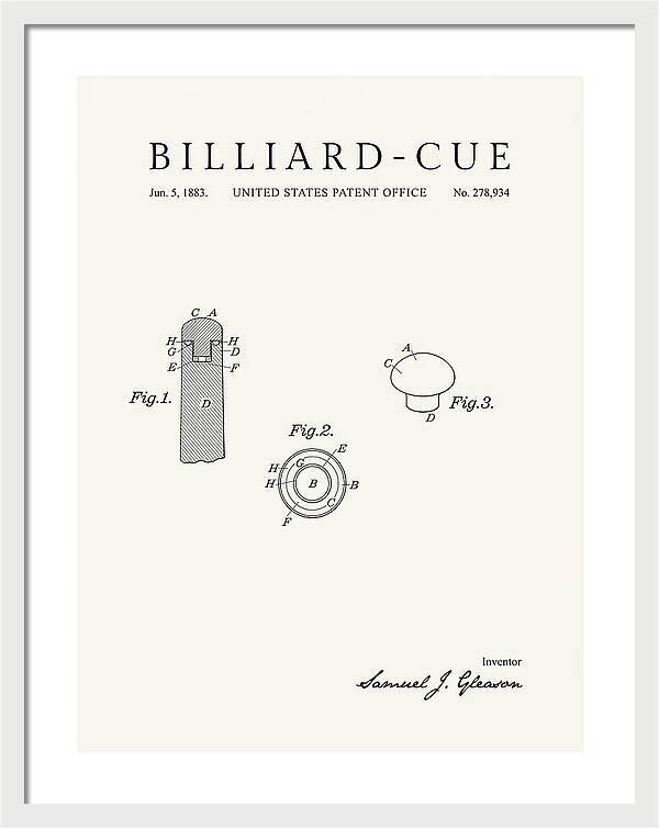Billiard Cue Minimalist Patent Us278934a