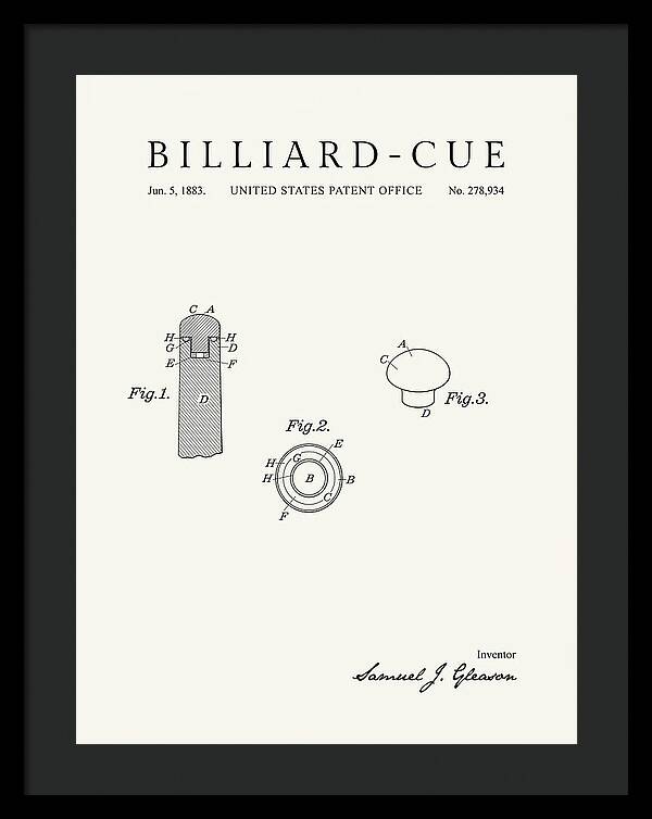 Billiard Cue Minimalist Patent Us278934a