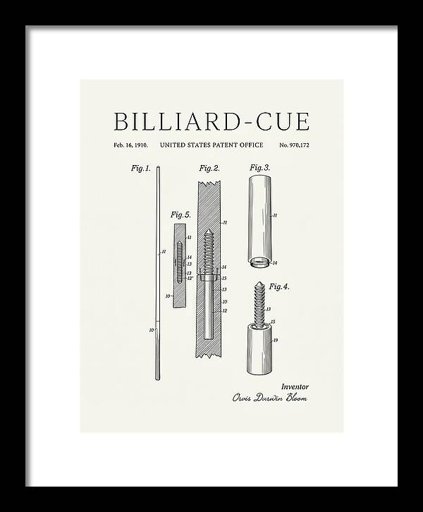 Billiard Cue Minimalist Patent Us970172a