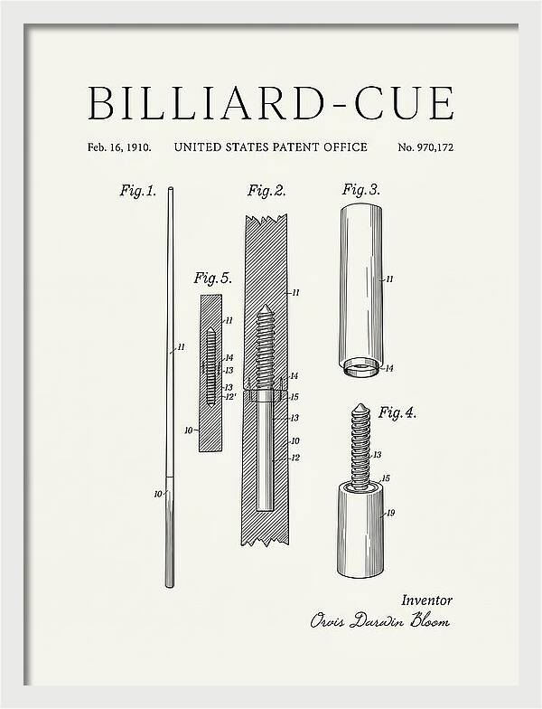 Billiard Cue Minimalist Patent Us970172a