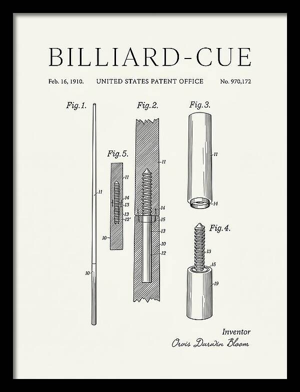 Billiard Cue Minimalist Patent Us970172a