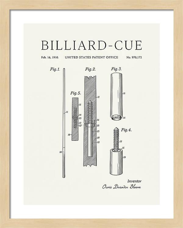 Billiard Cue Minimalist Patent Us970172a