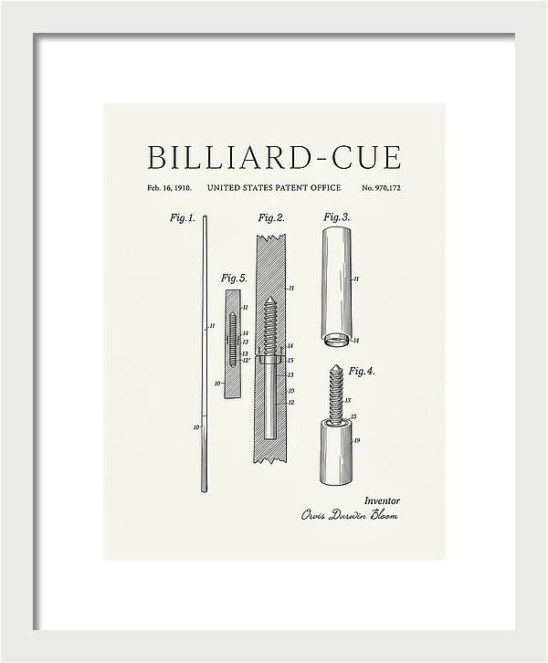 Billiard Cue Minimalist Patent Us970172a
