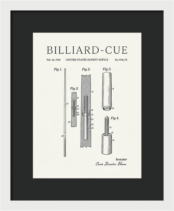 Billiard Cue Minimalist Patent Us970172a